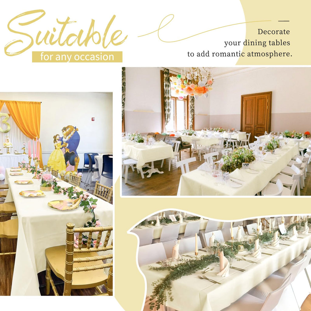 Showgeous 12 Pack Table Cloth Beige Tablecloth 60 x 102 Inch Table Clothes for 6 Foot Rectangle Tables, Wrinkle Resistant Washable Polyester Table Cover for Wedding Parties Banquet