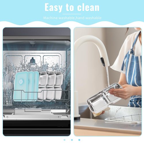 6 PCS Stainless Steel Snack Containers, Double Compartment Reusable Food Storage, Dishwasher-Safe & Leak-Proof, Ideal for Travel, Outdoor Camping, Work and Daily Use