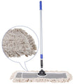 JINCLEAN 24" Industrial Cotton Floor Dust Mop with adjustable Steel Handle - Commercial Mops for Hardwood, Tiles, Laminate, Vinyl, Garage epoxy, Bamboo surface cleaning and Flooring Push Dust Broom