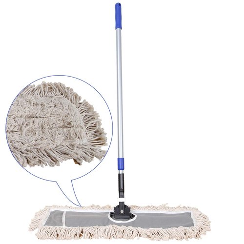 JINCLEAN 24" Industrial Cotton Floor Dust Mop with adjustable Steel Handle - Commercial Mops for Hardwood, Tiles, Laminate, Vinyl, Garage epoxy, Bamboo surface cleaning and Flooring Push Dust Broom