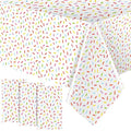 Oudain 3 Pieces Sprinkle Table Cloth Disposable Plastic Confetti Tablecloth 108 x 54 Inches Rectangle Baby Sprinkle Decorations for Girls Boys Birthday Wedding Baby Shower Party Supplies Favor (White)