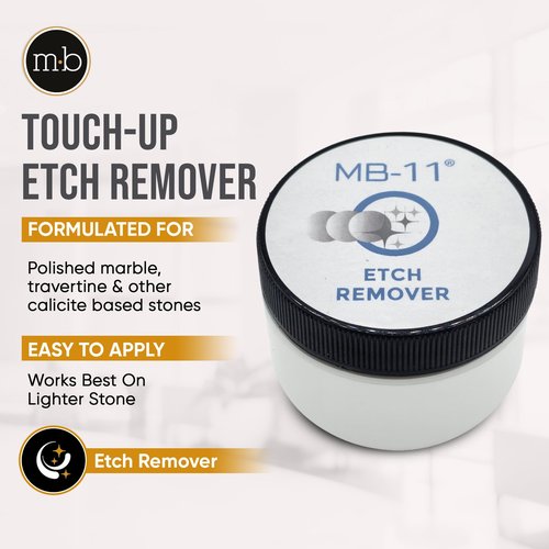 MB Stone MB-11® Touch-Up Etch Remover Marble Polishing Powder for Light to Medium Etches Only, for use with Neutral Colored Calcite-Based (not for Matte or Dark Stone), 1 oz Can