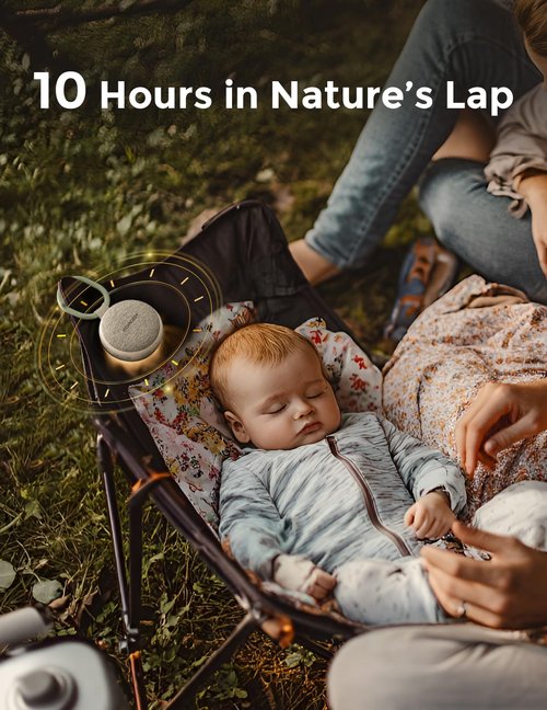 Momcozy Portable Sound Machine with Night Light, White Noise Sound Machine for Baby, 20 Soothing Sounds, Sound Therapy, Long-Lasting Power, Timer, Clips on Stroller, Baby Shower Gifts