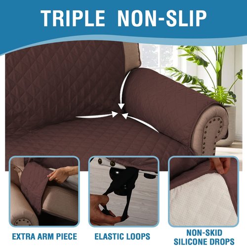 H.VERSAILTEX Couch Cover, Sofa Covers for 3 Cushion Couch, Dog Couch Cover Protector, Furniture Covers for Pets, 100% Waterproof Cover with Non-Skid Backing & Elastic Straps(Sofa, Chocolate)