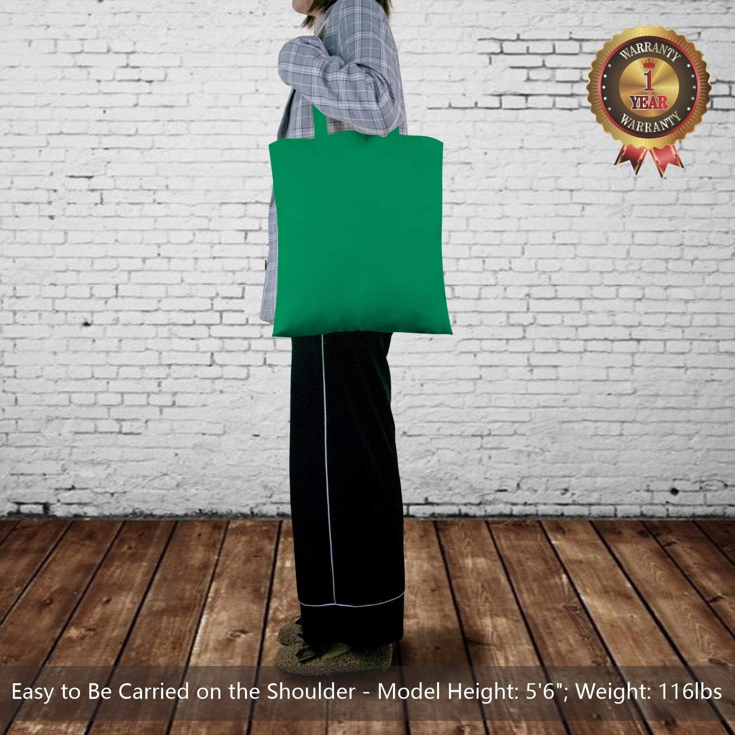 TOPDesign 24-Pack Kelly Green Cotton Tote Bags - Lightweight Reusable Grocery Bags for DIY & Promotions