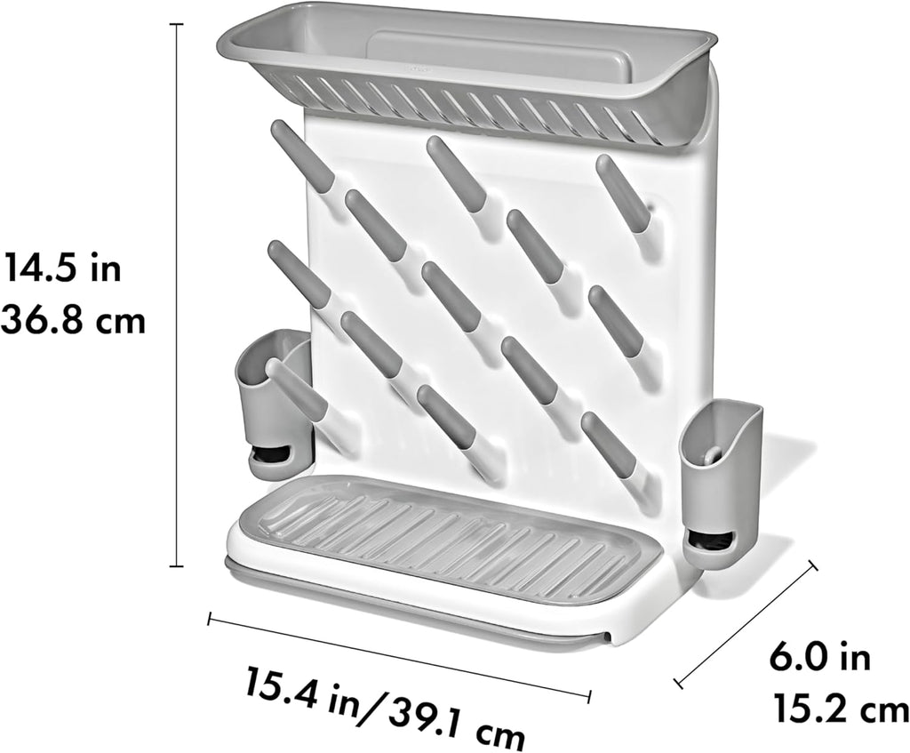 OXO Tot Expandable Drying Rack - Space-Saving Design for Newborn Baby Bottles | Essential Kitchen Accessory