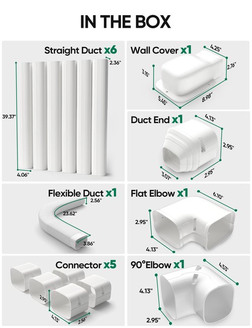 Plusluck 4" 23Ft Mini Split Line Set Cover, PVC Ductless Air Conditioner Decorative Pipe, Pump Covers, AC Line Cover Kit, for Outside Units Air Conditioners & Heat Pumps, All in One Set
