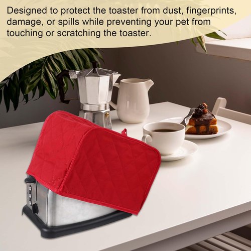 Toaster Cover 2 Slice, Two Slice Bread Machine Cover Quilted Toaster Covers Bread Maker Cover Universal Size Kitchen Appliance Cover Polyester and Cotton Quilted, Dust and Fingerprint Protection, Red