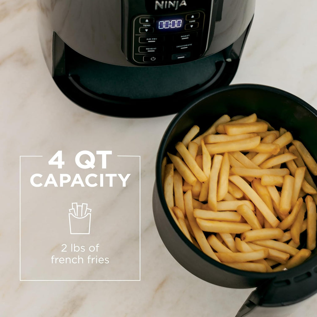 Ninja Air Fryer - 4 QT Capacity | 4-in-1 Cooking Functions | Dishwasher Safe Parts | Includes 20 Healthy Recipes | 1550 Watts | Grey