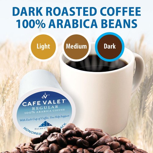 Cafe Valet Folds of Honor Dark Roast Coffee Pods, 80 Count – Contributing to Military Family Scholarships