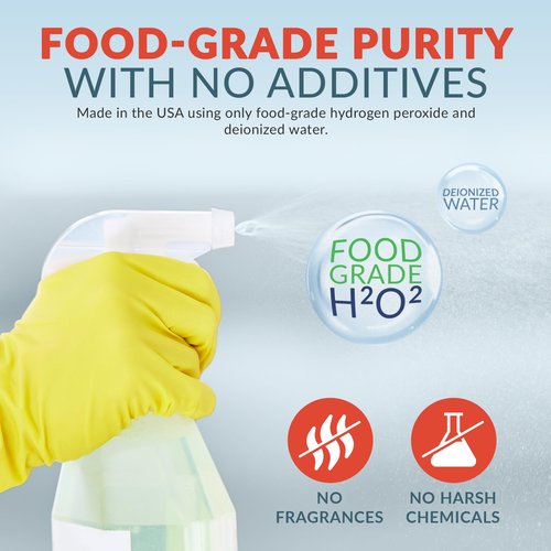 Epic Medical Supply 12% Food Grade Hydrogen Peroxide – Ultra-Concentrated H2O2 Peroxide Cleaner – 1 Gallon Bottle – Bleach Alternative for Household Cleaning, Laundry, Glass & More – Made in USA (1)