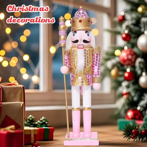 OEUVI Christmas Nutcracker Decor 11.8 Inch Wooden Nutcracker Ornament Soldier Figure Festive Collectible Nutcracker Gift Suitable for Table, Desktop, Fireplace Decoration Christmas Party Supplies