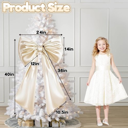 Giant Bow Decoration - Large Cream White Coquette Bow for Wedding & Party Backdrop | Satin Finish