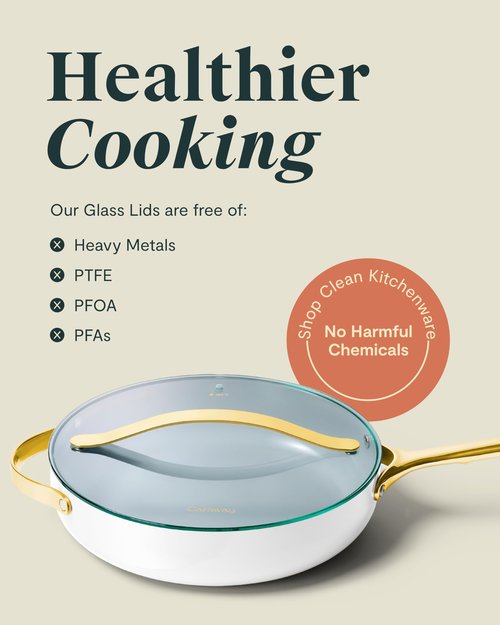 Glass 8" Glass Lid For Pots & Pans - Made With Tempered Glass - Sized to Fit Caraway Ceramic-Coated & Stainless Steel Cookware - Gold