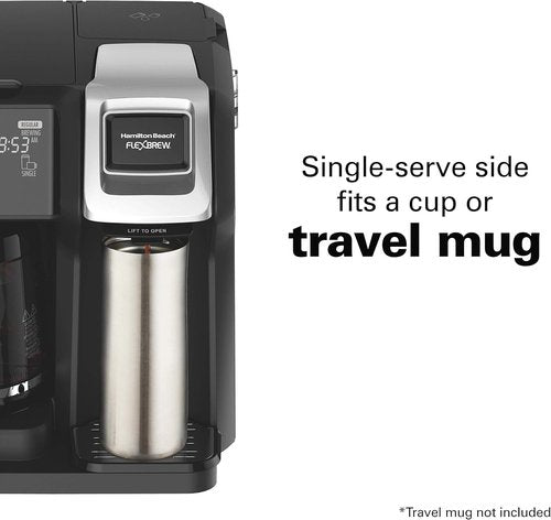 Hamilton Beach FlexBrew Coffee Maker - 2-Way Brewing for K-Cup Pods & Grounds | 12-Cup Capacity, Black & Silver