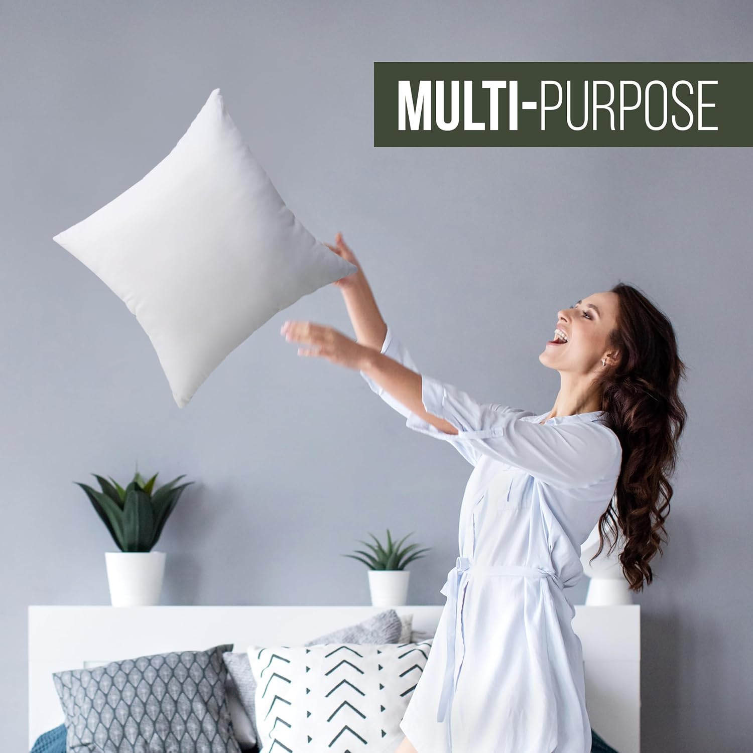 Utopia Bedding Throw Pillow - Fluffy 16x16 Inches Down Alternative Cushion in White | Perfect for Bed, Sofa & Couch