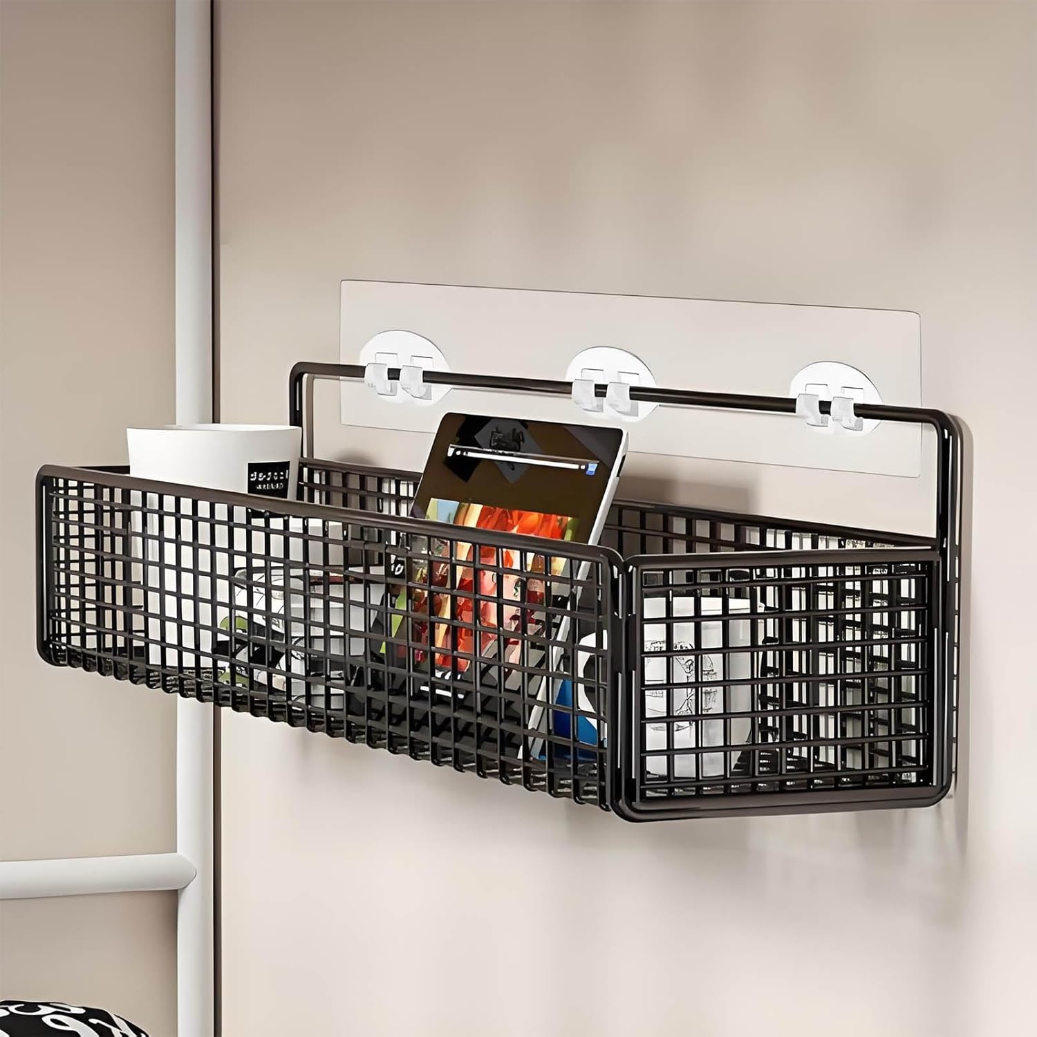 Skiennix Shower Caddy Adhesive Hooks - Strong No-Drill Replacement for Kitchen & Bathroom | 4 Packs