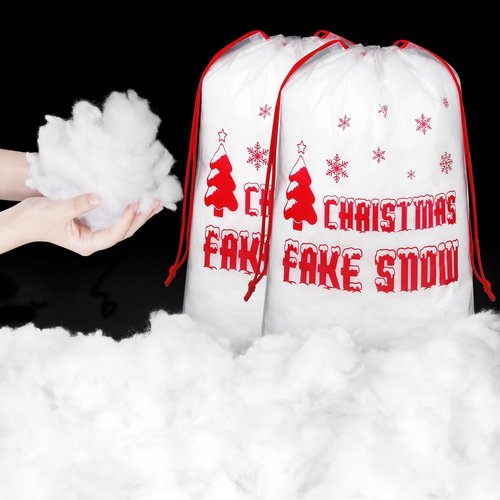 Aodaer Christmas Fake Snow Decor 1000g Artificial Snow Decorations Fluffy Soft Cotton Fake Snow Indoor Fiber Snow for Christmas Tree Holiday Table and Winter Mantle Village Display Outside