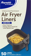 Reynolds Kitchens Air Fryer Liners - Disposable Unbleached Parchment Paper Sheets | 50 Count