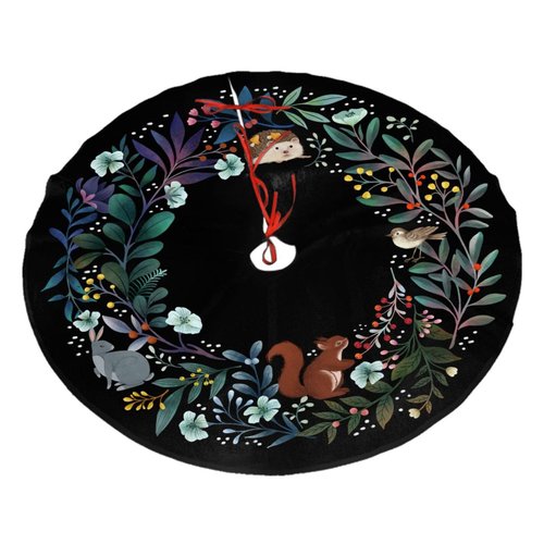 Forest Wreath Christmas Tree Skirt 36" for Xmas Holiday New Year Party Circle Tree Mat Ornaments Decoration