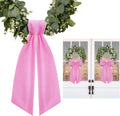 Skiennix Pink Wreath Sash - Elegant Linen Ribbon Bow for Front Door & Porch Decor | 2 Pcs Set
