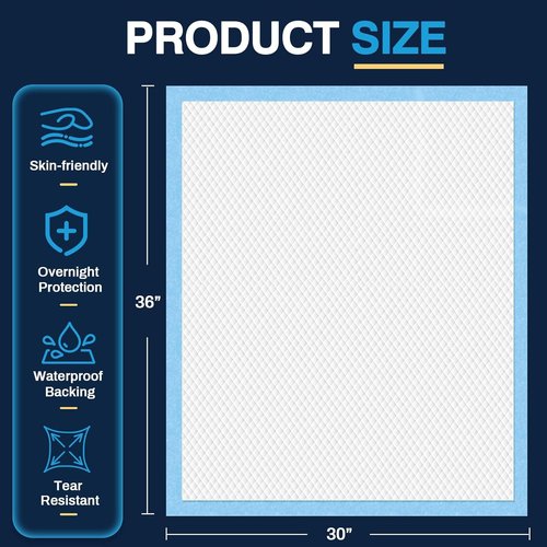 AAY Disposable Bed Pads - Super Absorbent Extra Large Underpads | Tear-Resistant Cloth Backing, 30" x 36" (100pcs)