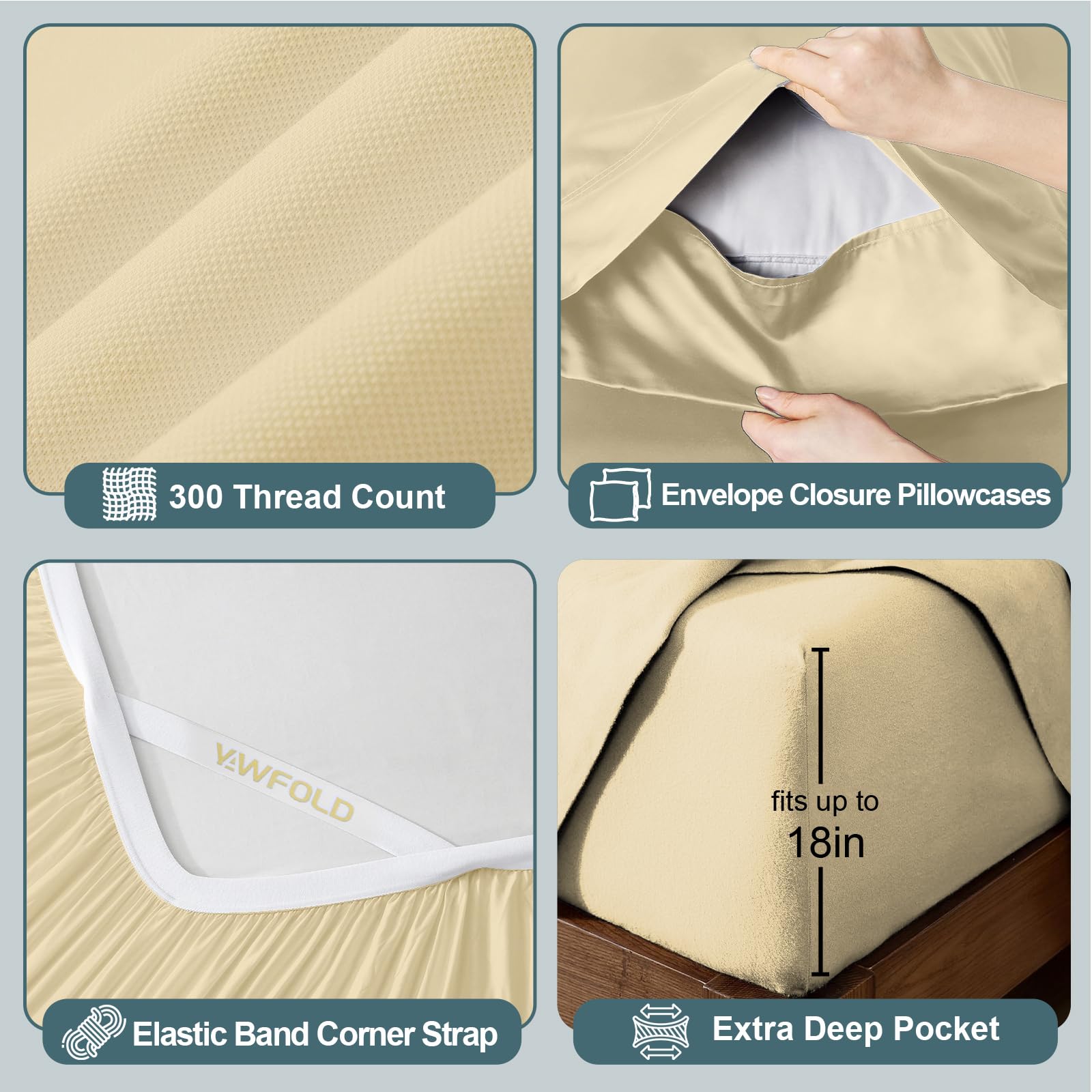 Full Sheets │ 100% Viscose Derived from Bamboo │ Ultra Soft Fitted Sheets with 4 Elastic Straps │ 18 Inch Deep Pocket │ Cooling for Hot Sleepers