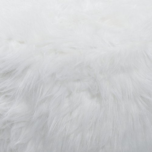 Deco 79 Polyester Stool with Faux Fur, 19" x 19" x 16", White