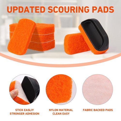 14-Piece Griddle Cleaning Kit for Blackstone and Camp Chef, Non-Scratch Scouring Pads for Cleaning Kitchen, Bathroom, Flat Top Grill Cleaning Kit with 13 Griddle Scrubber Pads with 1 Upgraded Handle