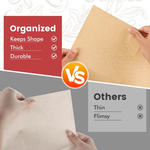 Phyyixs Pre-Folded Unbleached Cone Coffee Filters – Premium Thick Paper, Compatible with Chemex Pour-Over Brewers (240 Filters)