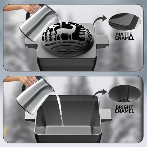 KAPWALL Enameled Cast Iron Wood Stove Steamer, Elk Fireplace Humidifier, 2.7 Quart Capacity, Matte Exterior with Glossy Interior, Wood Stove & Fireplace Accessories for Decoration, Holiday &