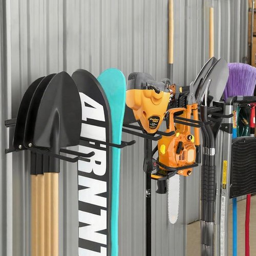 Garage Tool Organizer by [Brand Name] - Wall Mount Storage Rack with 6 Heavy-Duty Hooks | 360lbs Capacity for Broom, Rake & Snow Equipment