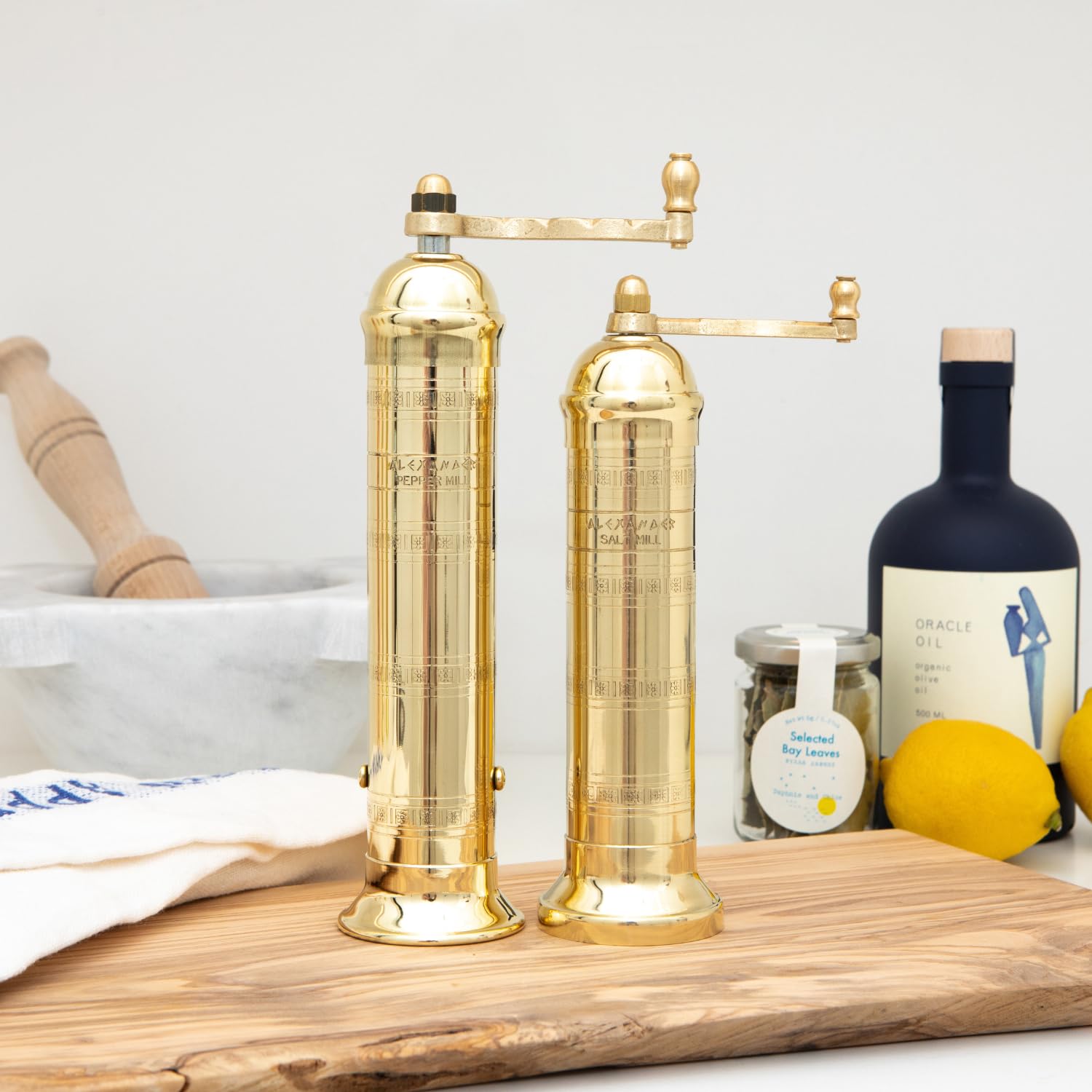 Alexander Home Original Greek Pepper Mill, 8-Inch Brass – European Manual Pepper Grinder Refillable