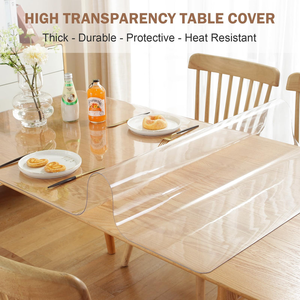 LovePads Clear Table Cover Protector, 30 x 60 Inch 2mm Thick Plastic Table Cover, Table Protector for Dining Room Table, Waterproof Dresser Cover Top for Kitchen, Coffee, Writing Desk