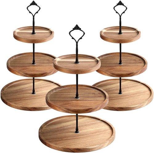 Zopeal 3 Set 3 Tier Wood Cupcake Stand,Rustic Wooden Serving Tray Farmhouse Dessert Display Tiered Cake Tower Holder for Kitchen Wedding Birthday Tea Party Decorations(Medium(5.9''7.8''9.8''))