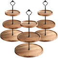 Zopeal 3 Set 3 Tier Wood Cupcake Stand,Rustic Wooden Serving Tray Farmhouse Dessert Display Tiered Cake Tower Holder for Kitchen Wedding Birthday Tea Party Decorations(Medium(5.9''7.8''9.8''))