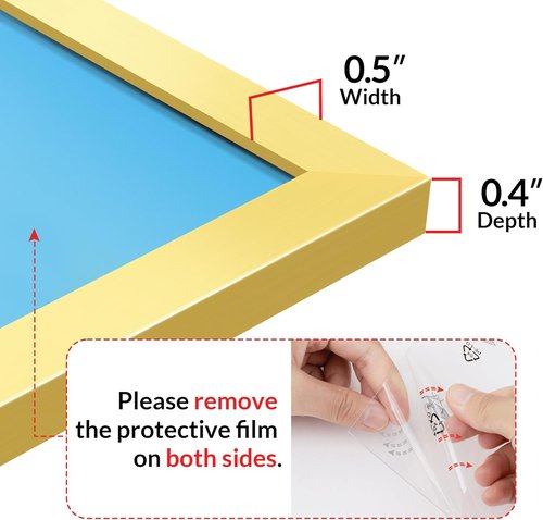 LaVie Home 4x6 Picture Frame - Elegant Gold Frame with HD Plexiglas for Vertical/Horizontal Display