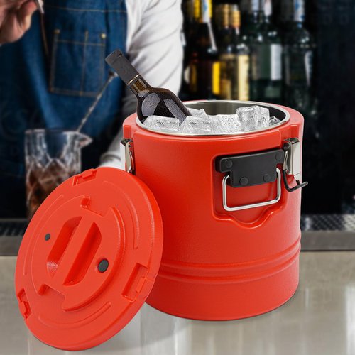 15L Portable Commercial Food Warmer, Insulated Bucket, Insulated Soup Container, Insulated Soup Carrier, Commercial Soup Containers with Lids for Kitchens, Parties (Red)
