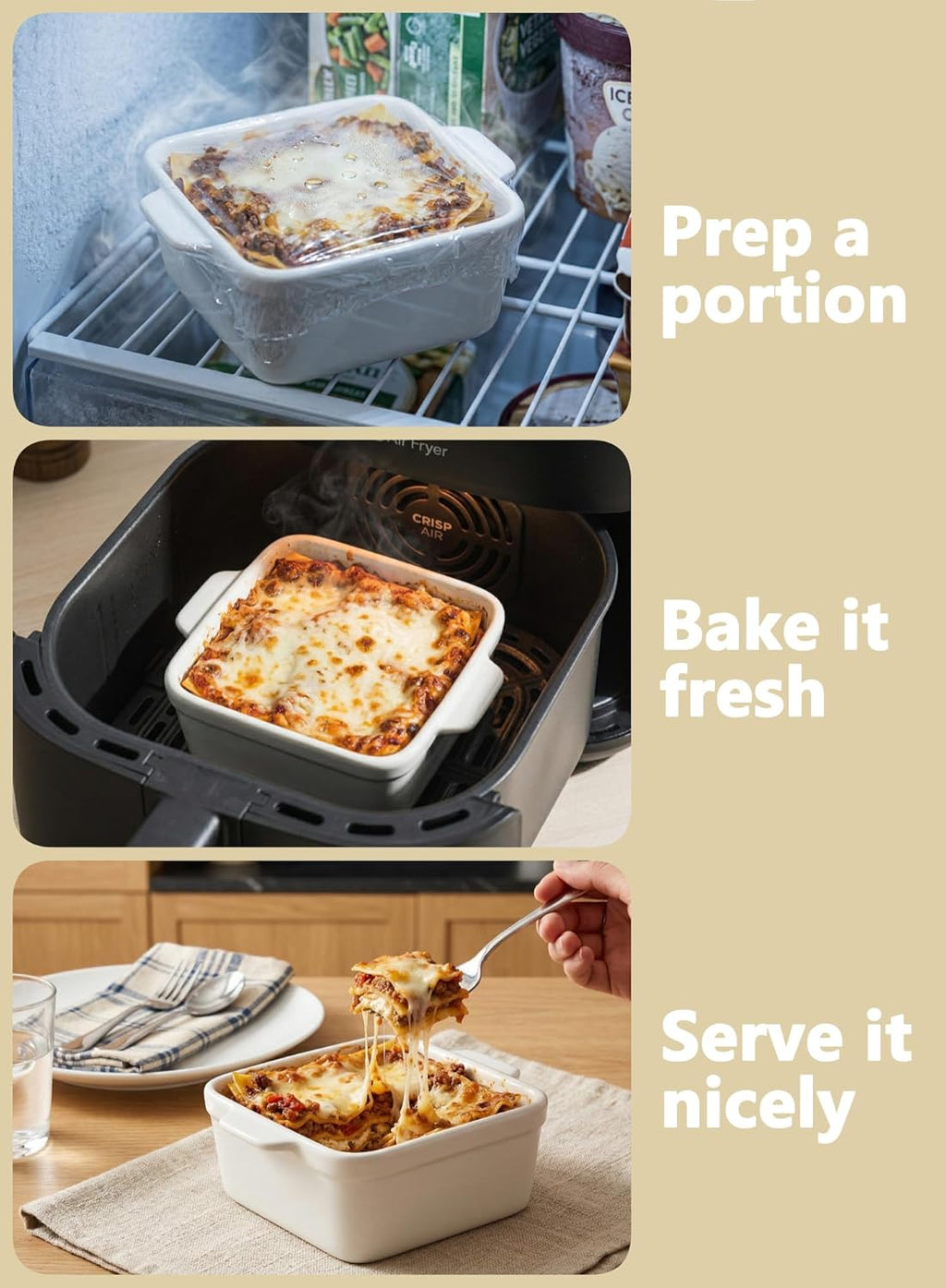 Regine Switzerland 5x5 Small Baking Dish - 28 Oz Ceramic Casserole with Handles | Oven & Microwave Safe, Set of 2