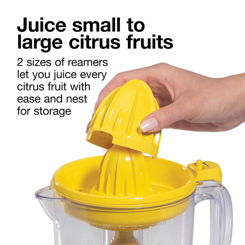 Proctor Silex Alex's Lemonade Stand Electric Citrus Juicer Machine and Squeezer, for Lemons, Limes and Oranges, 34 oz, Yellow (66331)