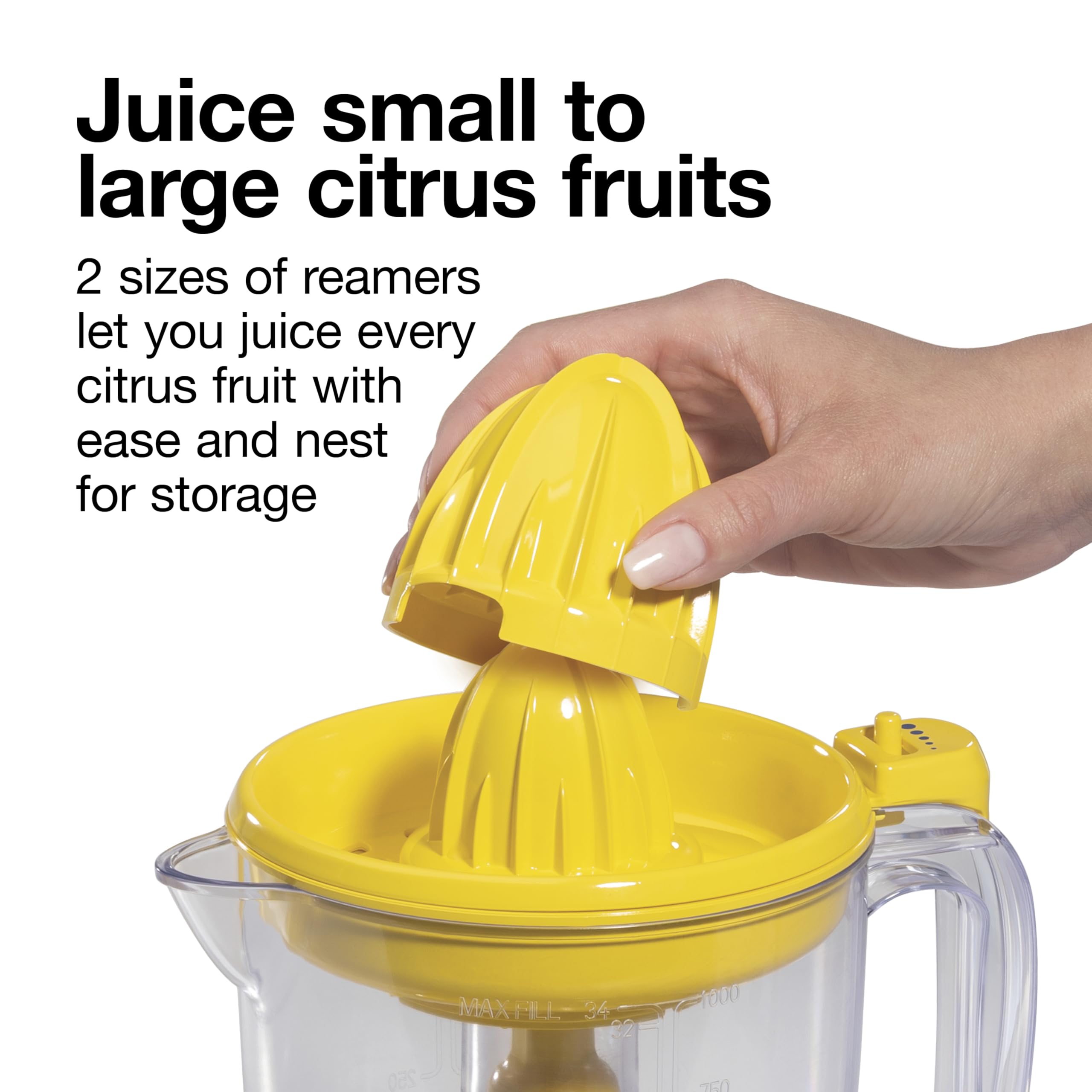 Proctor Silex Alex's Lemonade Stand Electric Citrus Juicer Machine and Squeezer, for Lemons, Limes and Oranges, 34 oz, Yellow (66331)