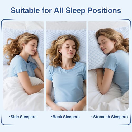 Favocama Cooling Pillow for Sleeping, Shredded Memory Foam Pillows Queen Size Set of 2, Double Sided Cooling Bed Pillows for Hot Sleepers, Side Back and Stomach Sleepers