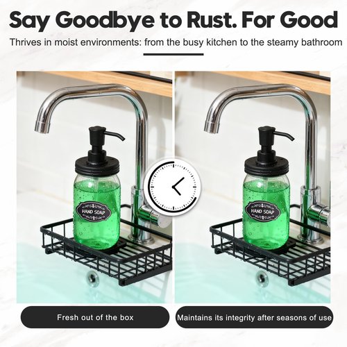 Watsango Plastic Soap Dispenser Set, 1.2CC Rustproof Pump and Lids for Regular Mouth Mason Jars, Quick Assemble Accessories for Farmhouse Kitchen Bathroom Counter Decor - 4 Pack Black
