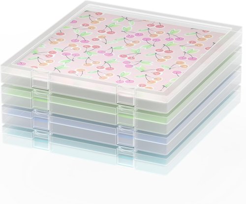 CraftGenes Scrapbook Paper Storage - 4 Pack Stackable Organizers with U-Shaped Locking Mechanism | Ideal for Home, Office & School