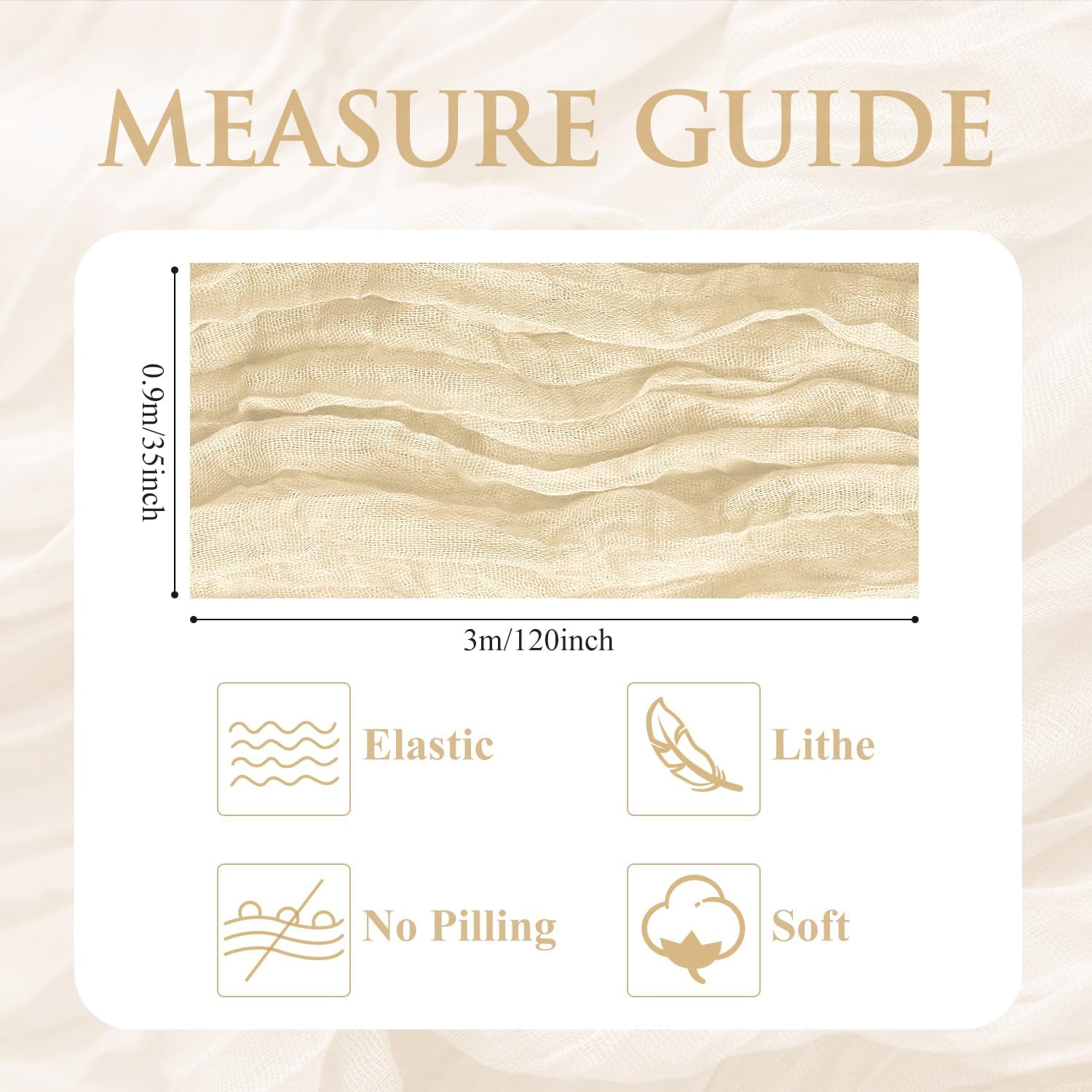 Skiennix Table Runner - 10FT Beige Boho Gauze Cheesecloth for Rustic Wedding & Party Decor