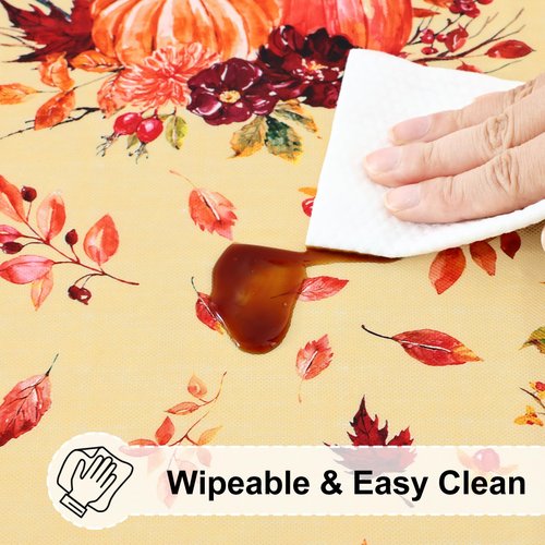 misaya Round Fitted Tablecloth with Elastic Edge, 100% Waterproof Oil Proof Plastic Table Cover, Vinyl Flannel Backed Tablecloth Fits 36"-44" Round Tables for Fall, Thanksgiving, Pumpkin Truck