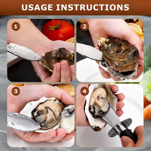 Oyster Shucker Set, 2-Piece Professional Oysters Shucking Knives and Cut Resistant Gloves for Oysters, Clams & Shellfish Opener Kit for Home Kitchen, Oyster Bar & Seafood Party
