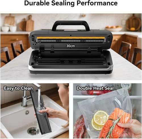 85Kpa Vacuum Sealer Machine - 10-in-1 Automatic Food Saver with Easy-Lock Handle & Built-in Cutter | Includes Bags & Hose