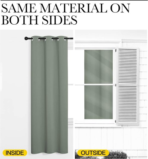 NICETOWN Greyish Green Room Darkening Curtains - Thermal Insulated Grommet Drapes (Set of 2, 42" x 48")