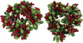 Regine Switzerland Set of 2 Beaded Berry Wreath Candle Napkin Rings - Christmas Red & Green Decor
